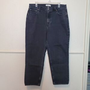 Abercrombie & Fitch Ankle Straight Ultra High Rise Jeans Curve Love 16R 33 Black